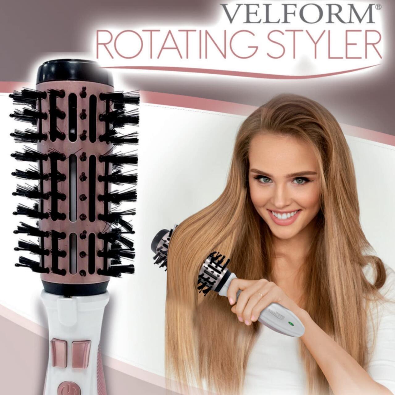 Cepillo giratorio recargable para alisar, dar volumen y brillo al cabello