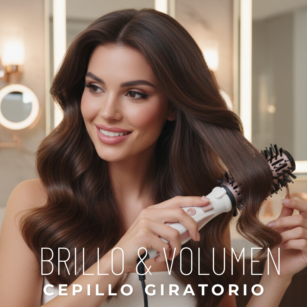 Cepillo giratorio recargable para alisar, dar volumen y brillo al cabello